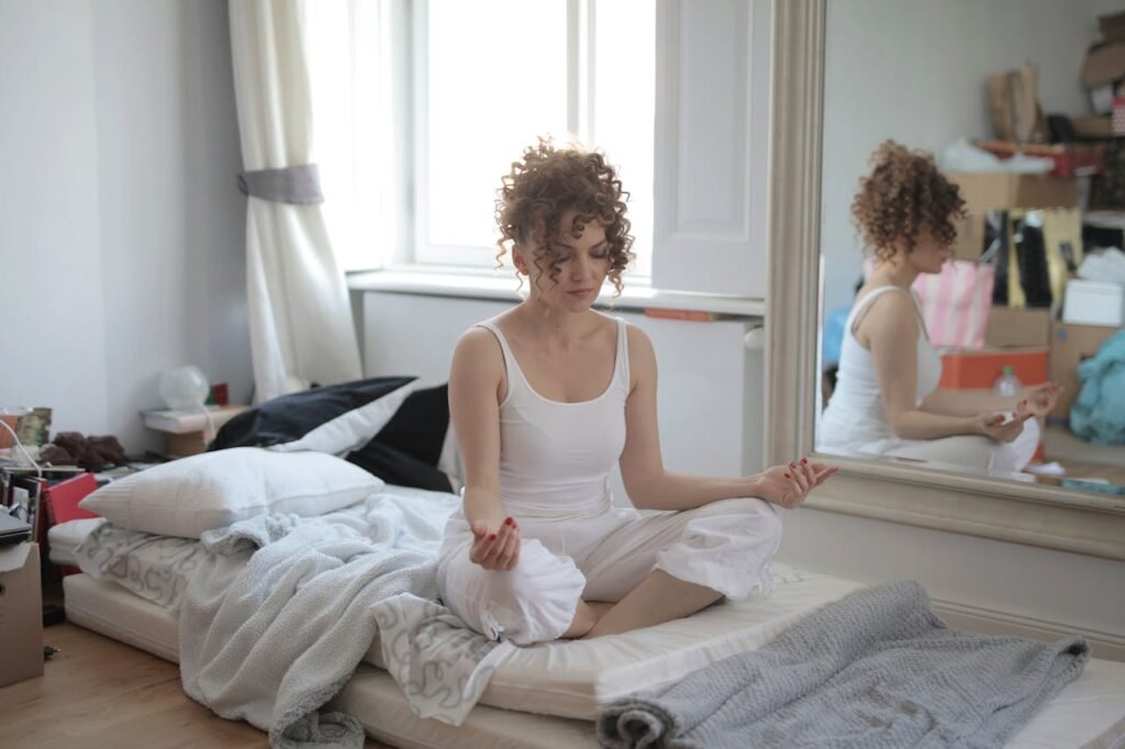 a lady doing yoga